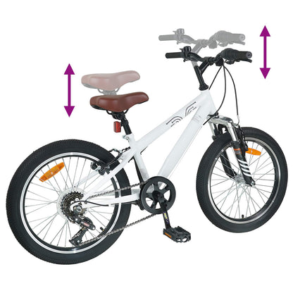 vidaXL Mountain Bike 20 Inches 6-Speed for 5-8 Years Old White