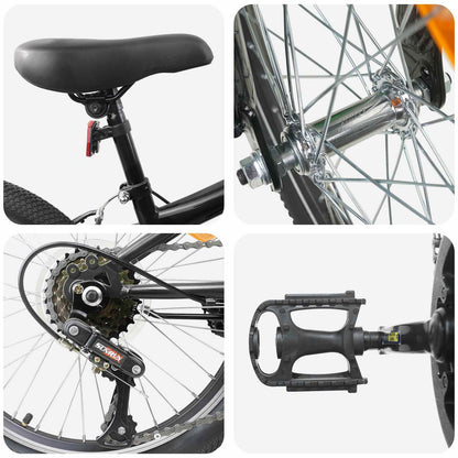 vidaXL Mountain Bike 20 Inches 6-Speed for 5-8 Years Old Black