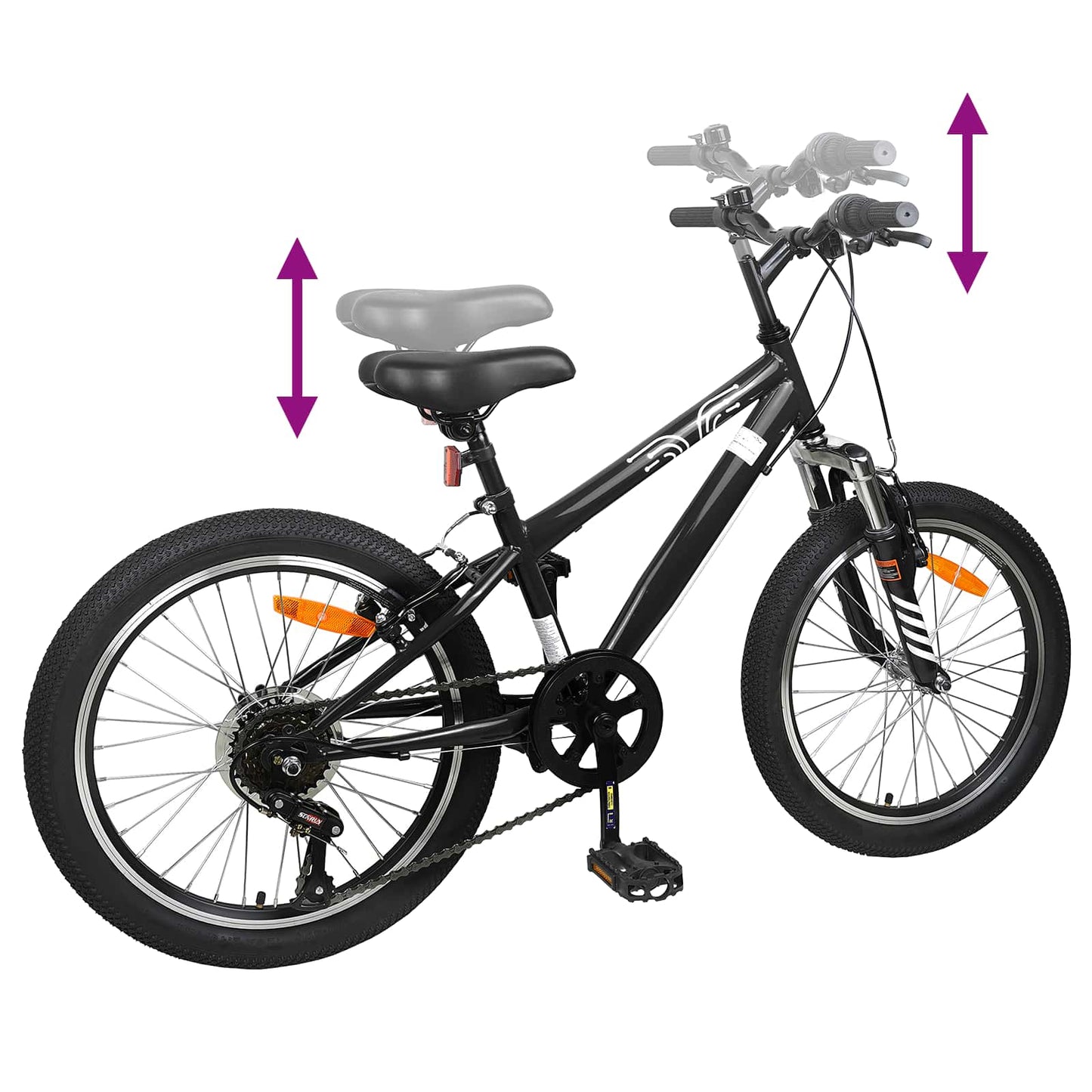 vidaXL Mountain Bike 20 Inches 6-Speed for 5-8 Years Old Black