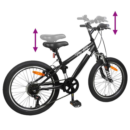 vidaXL Mountain Bike 20 Inches 6-Speed for 5-8 Years Old Black
