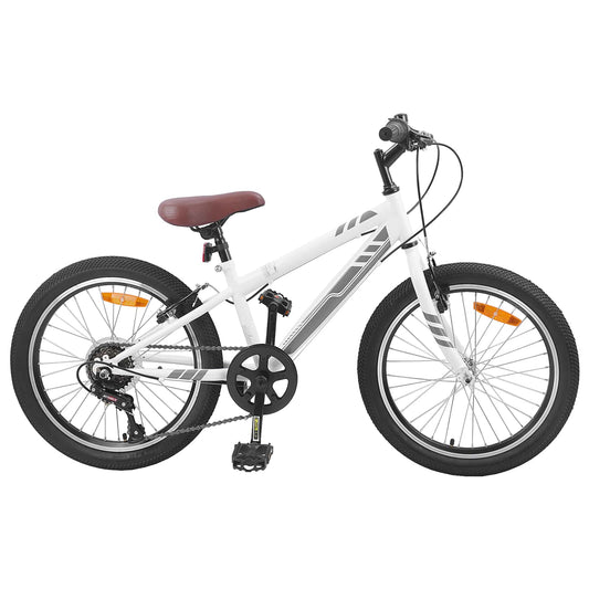 vidaXL Mountain Bike 24'' 6-Speed for 8-12 Years Old White
