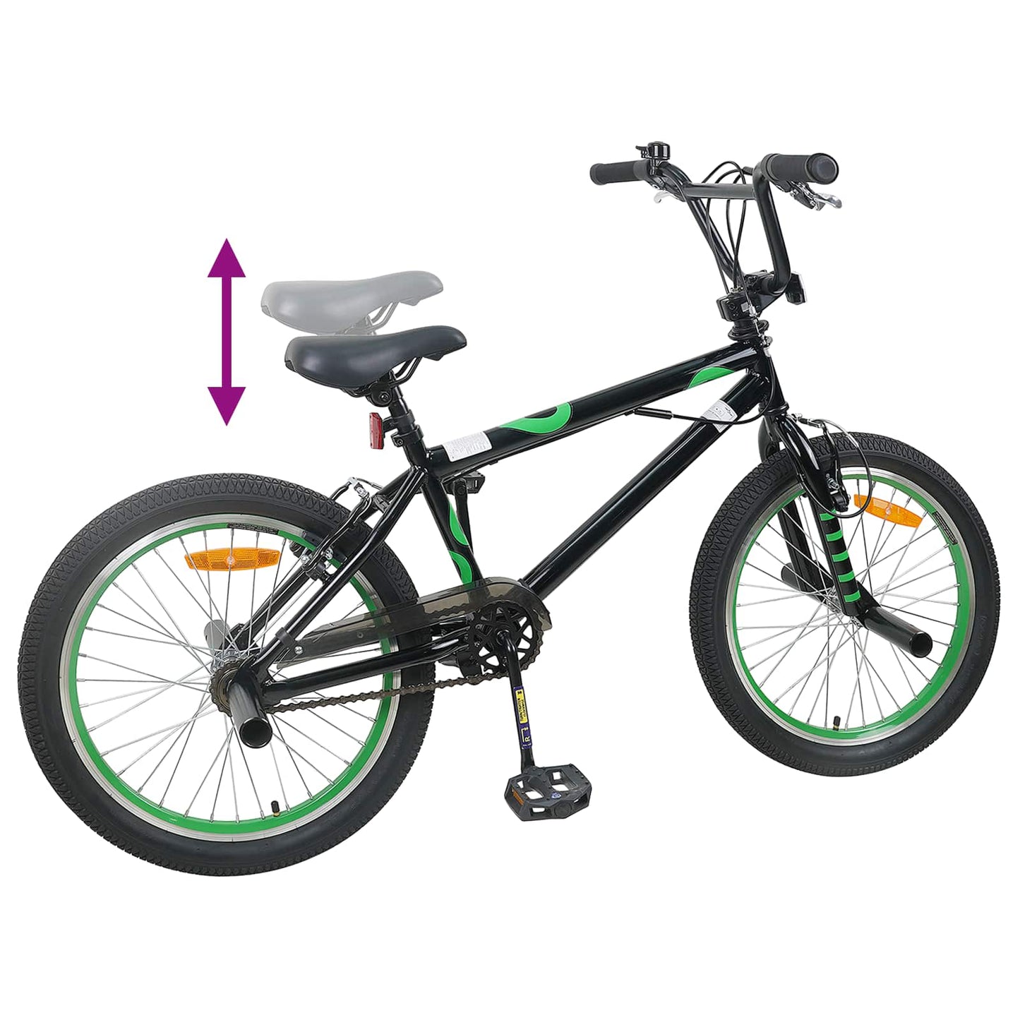 vidaXL BMX Bike 20 Inches for over 9 Years Old Black