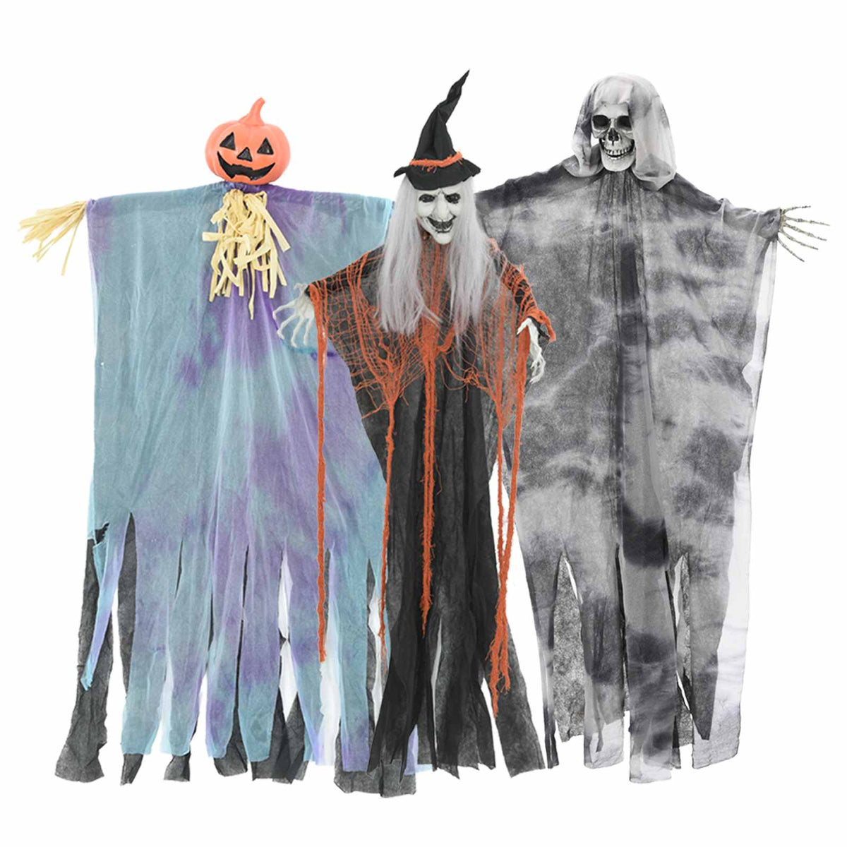 vidaXL Halloween Hanging Ghost 3 pcs Multicolour 61 x 97 cm Polyester