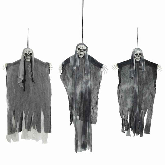vidaXL Halloween Hanging Ghost 3 pcs Black 66 x 110 cm Polyester