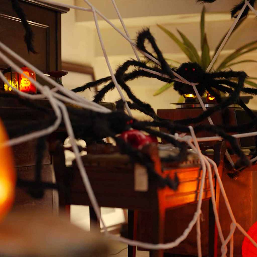 vidaXL Halloween Spider Decoration with Webs 2 pcs Black white 200 cm