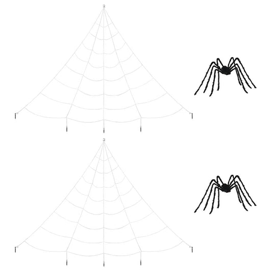 vidaXL Halloween Spider Decoration with Webs 2 pcs Black white 200 cm