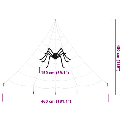 vidaXL Halloween Spider Decoration with Webs 4 pcs Black white 150 cm