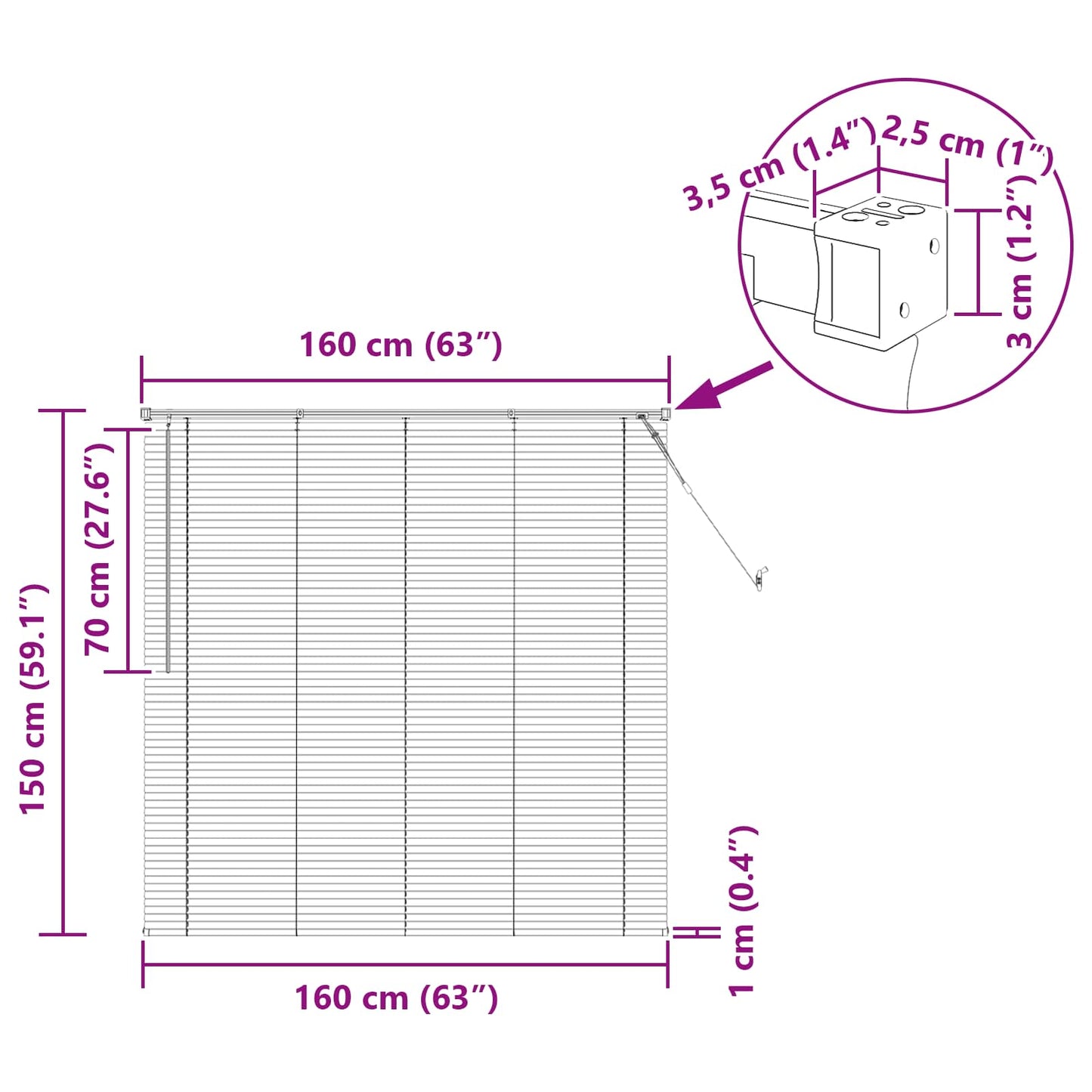 vidaXL Venetian Blind Silver Grey 150 x 160 cm 25 mm PVC