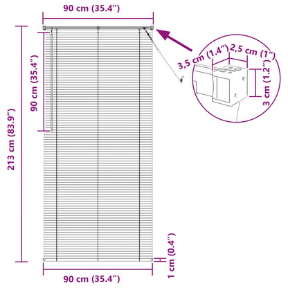 vidaXL Venetian Blind Silver Grey 213 x 90 cm 25 mm PVC