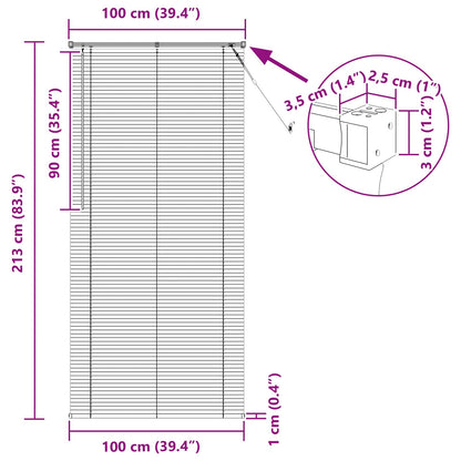 vidaXL Venetian Blind Silver Grey 213 x 100 cm 25 mm PVC