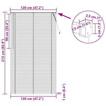 vidaXL Venetian Blind White 213 x 120 cm PVC