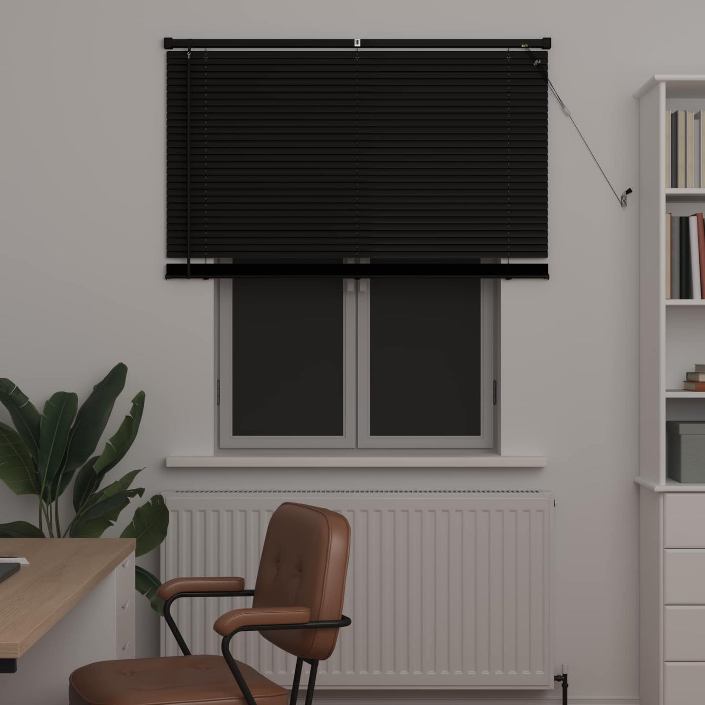 vidaXL Venetian Blind Black 150 x 120 cm 25 mm PVC