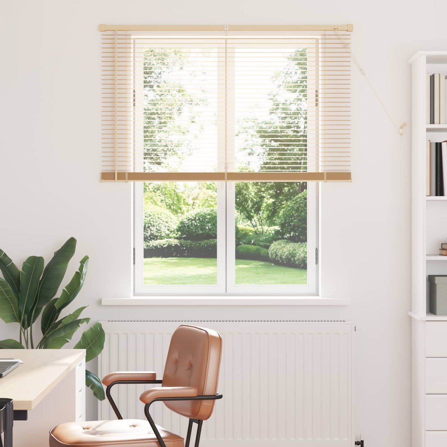vidaXL Venetian Blind Light Brown with Pattern 150 x 120 cm 25 mm PVC
