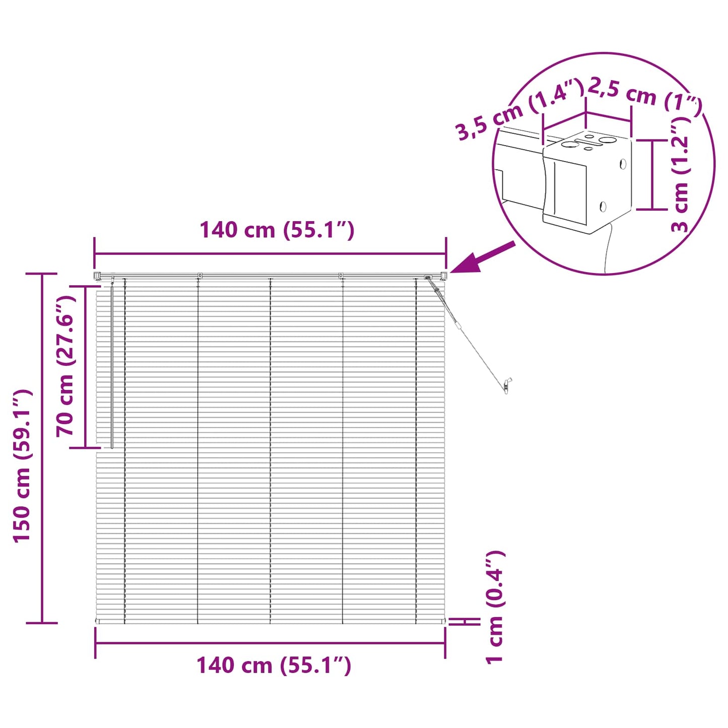 vidaXL Venetian Blind Light Brown with Pattern 150 x 140 cm 25 mm PVC