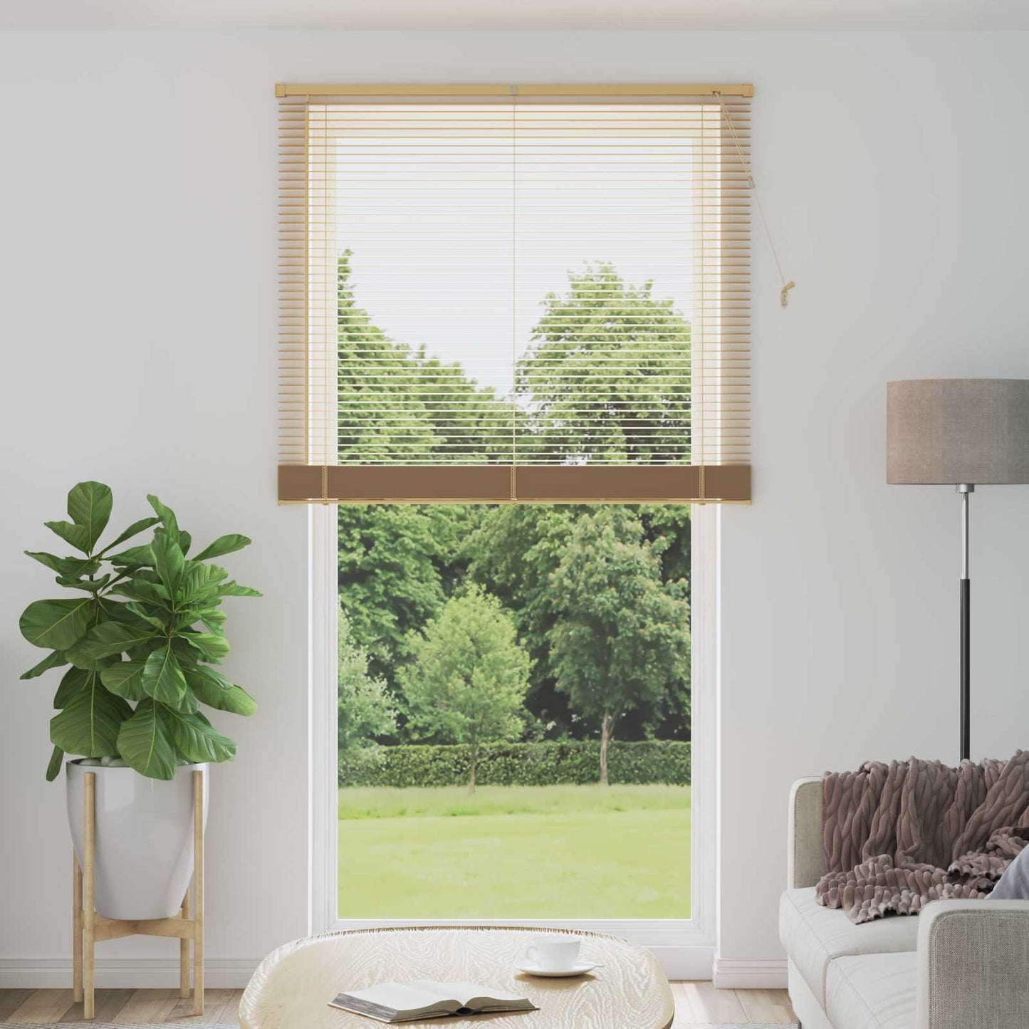 vidaXL Venetian Blind Light Brown with Pattern 213 x 120 cm 25 mm PVC