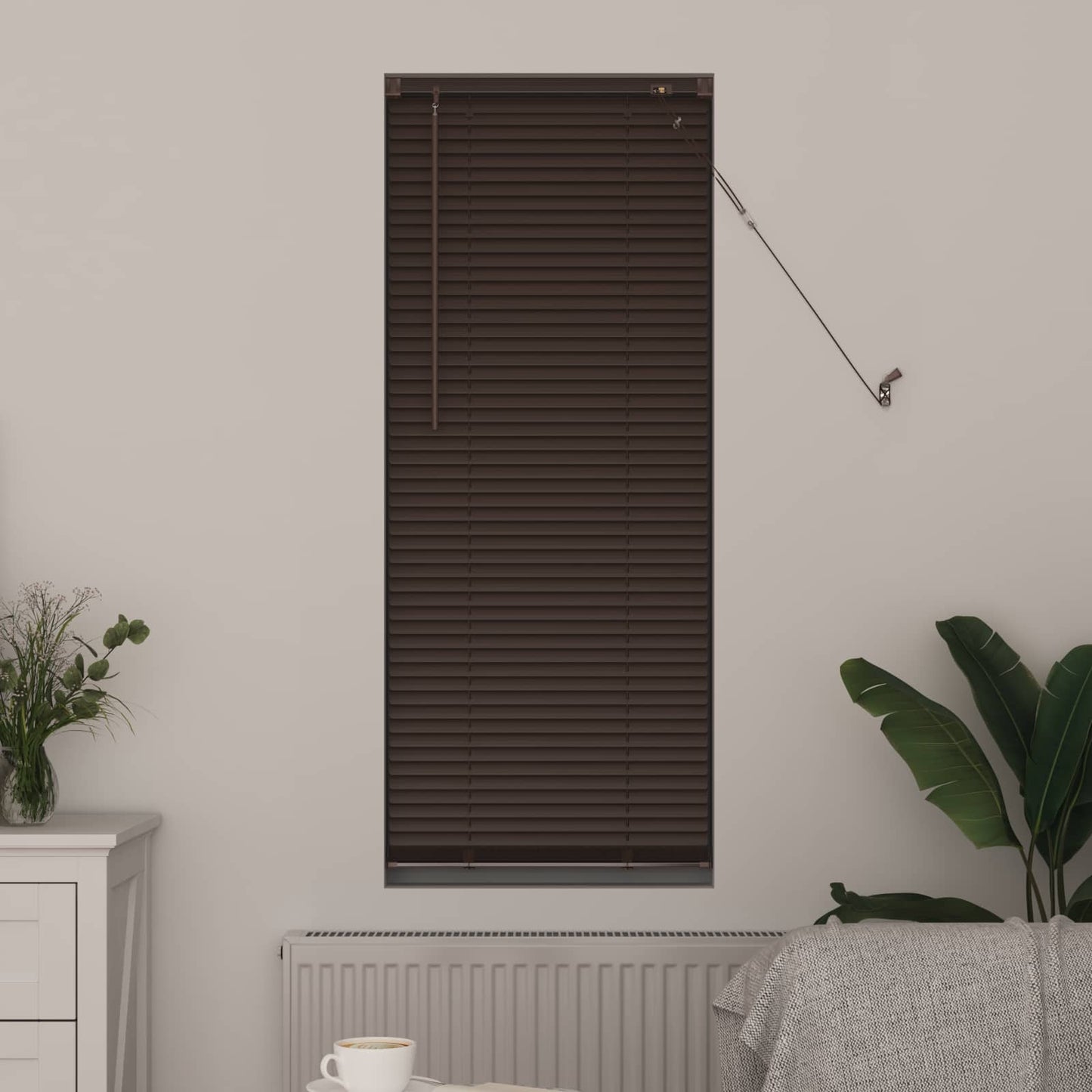 vidaXL Venetian Blind Dark Brown with Pattern 150 x 60 cm 25 mm PVC