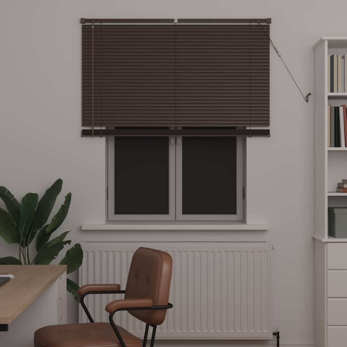 vidaXL Venetian Blind Dark Brown with Pattern 150 x 120 cm 25 mm PVC