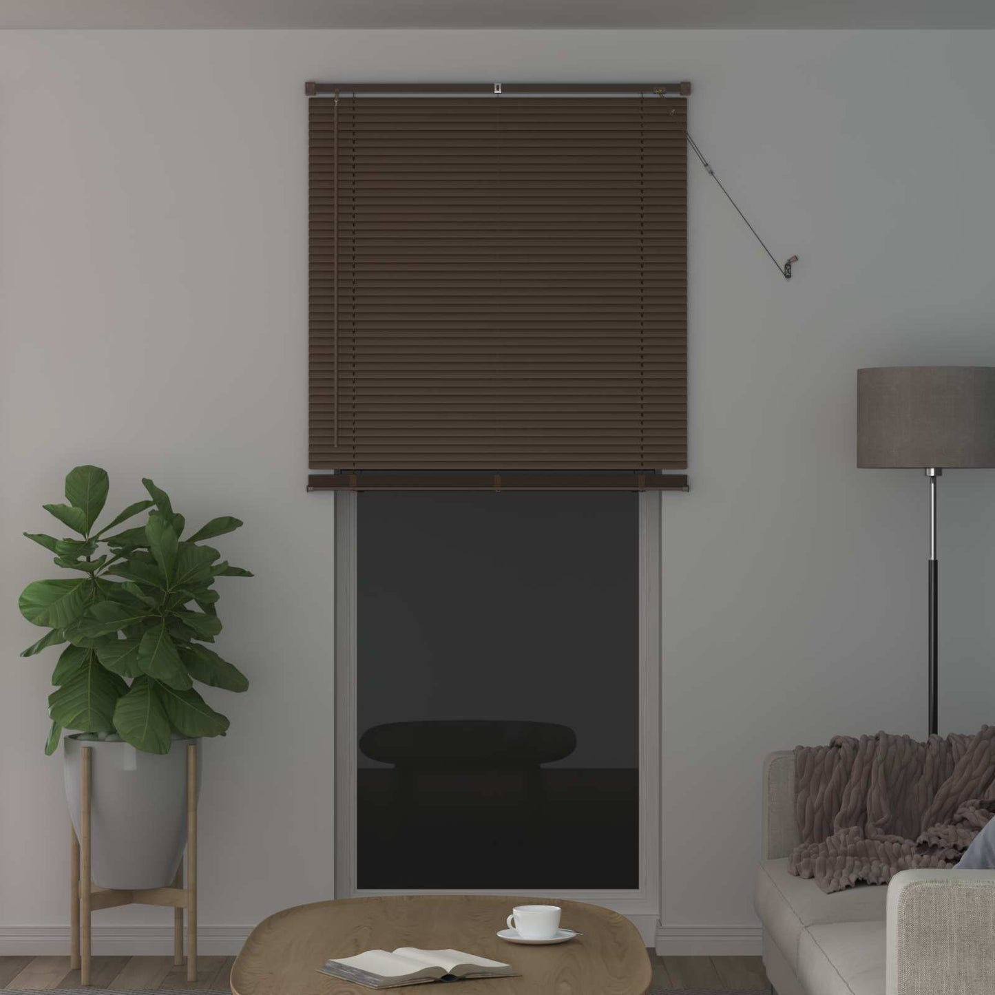 vidaXL Venetian Blind Dark Brown with Pattern 213 x 80 cm 25 mm PVC