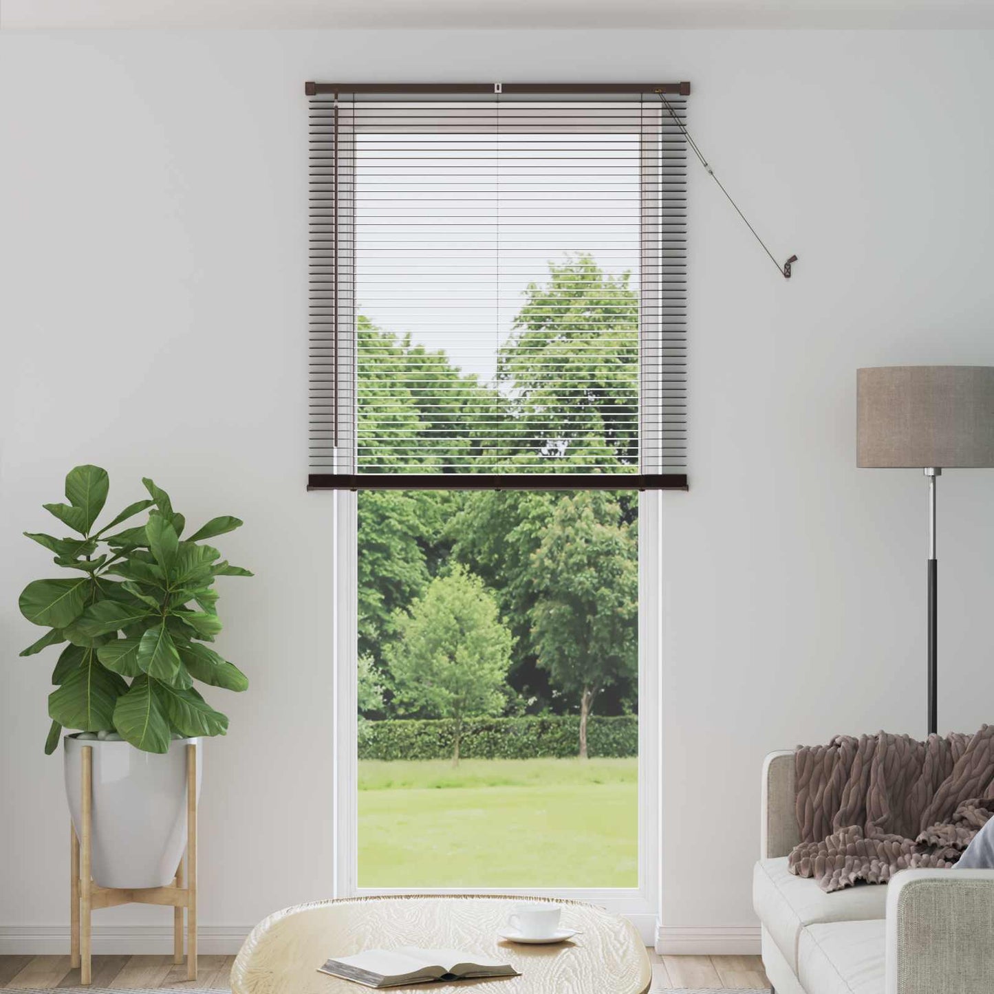 vidaXL Venetian Blind Dark Brown with Pattern 213 x 90 cm 25 mm PVC
