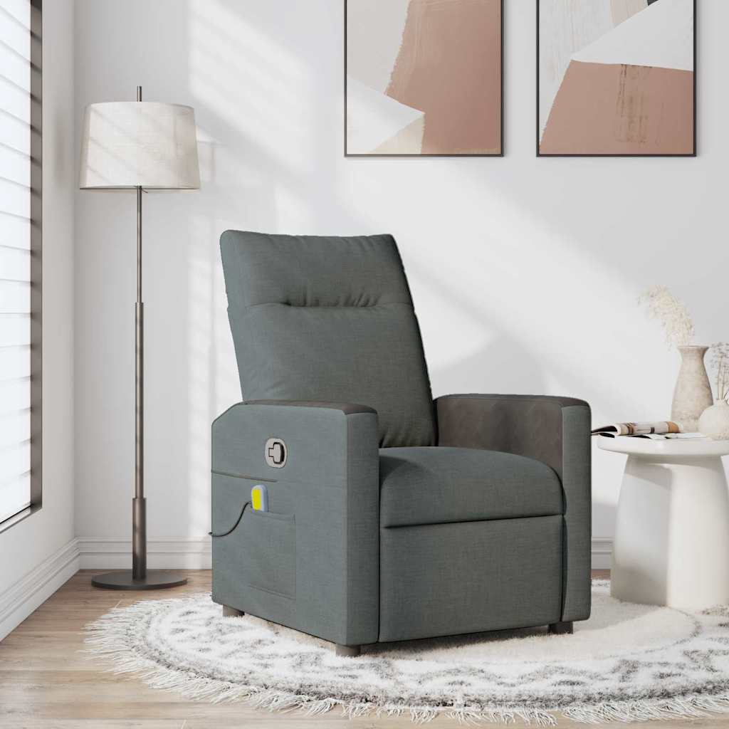 vidaXL Massage Recliner Chair Dark Grey 69 x 86 x 100 cm Fabric