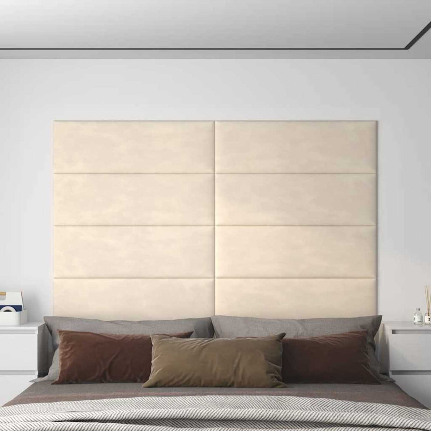 vidaXL Wall Headboard 12 pcs Cream Velvet