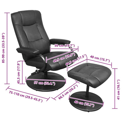 vidaXL Recliner Chair Reclining Black 66.5 x 75 x 99 cm Faux leather