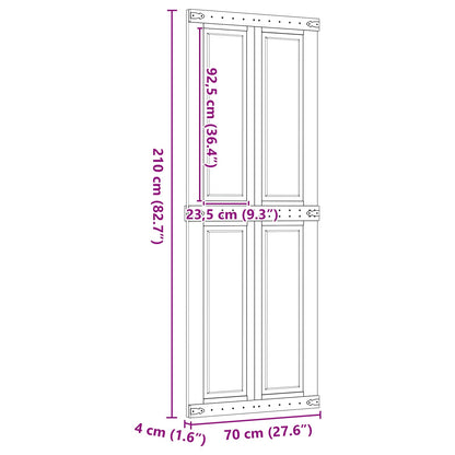 vidaXL Barn Door Corona Honey Brown 70 x 210 cm Solid Pine Wood