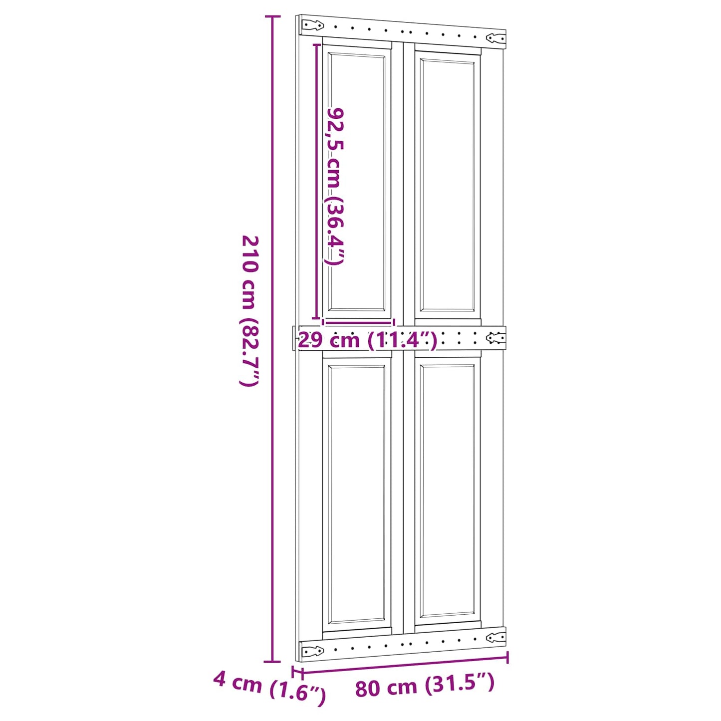 vidaXL Barn Door Corona Honey Brown 80 x 210 cm Solid Pine Wood