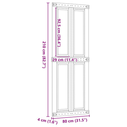vidaXL Barn Door Corona Honey Brown 80 x 210 cm Solid Pine Wood