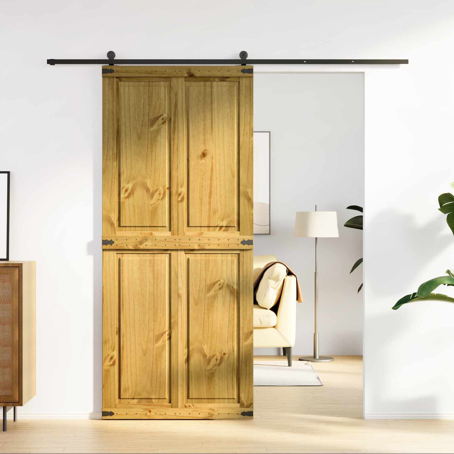 vidaXL Barn Door Corona Honey Brown 90 x 210 cm Solid Pine Wood