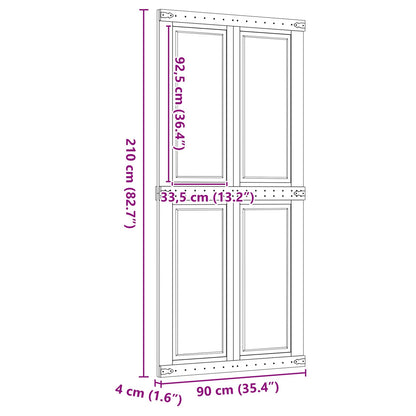vidaXL Barn Door Corona Honey Brown 90 x 210 cm Solid Pine Wood
