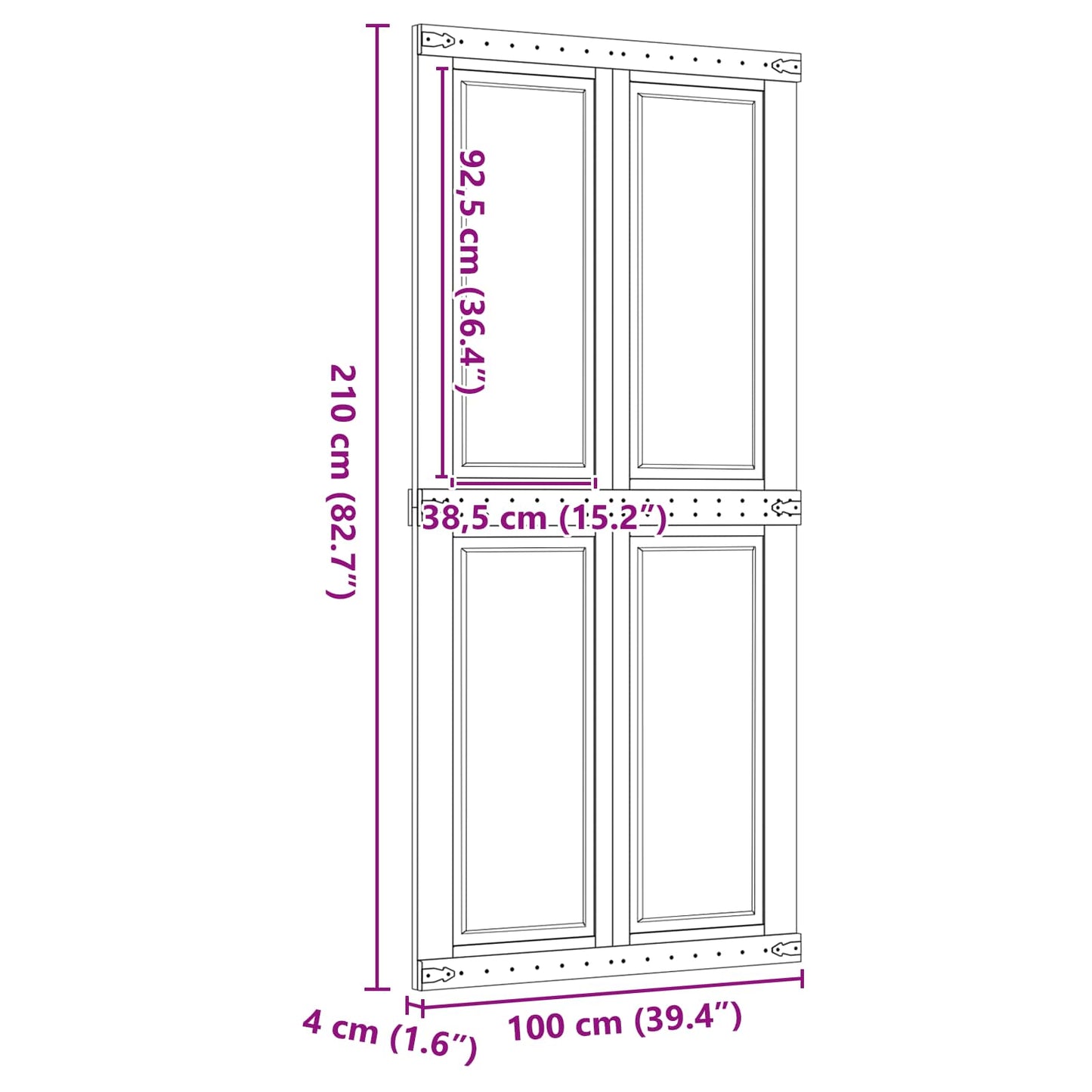 vidaXL Barn Door Corona Honey Brown 100 x 210 cm Solid Pine Wood