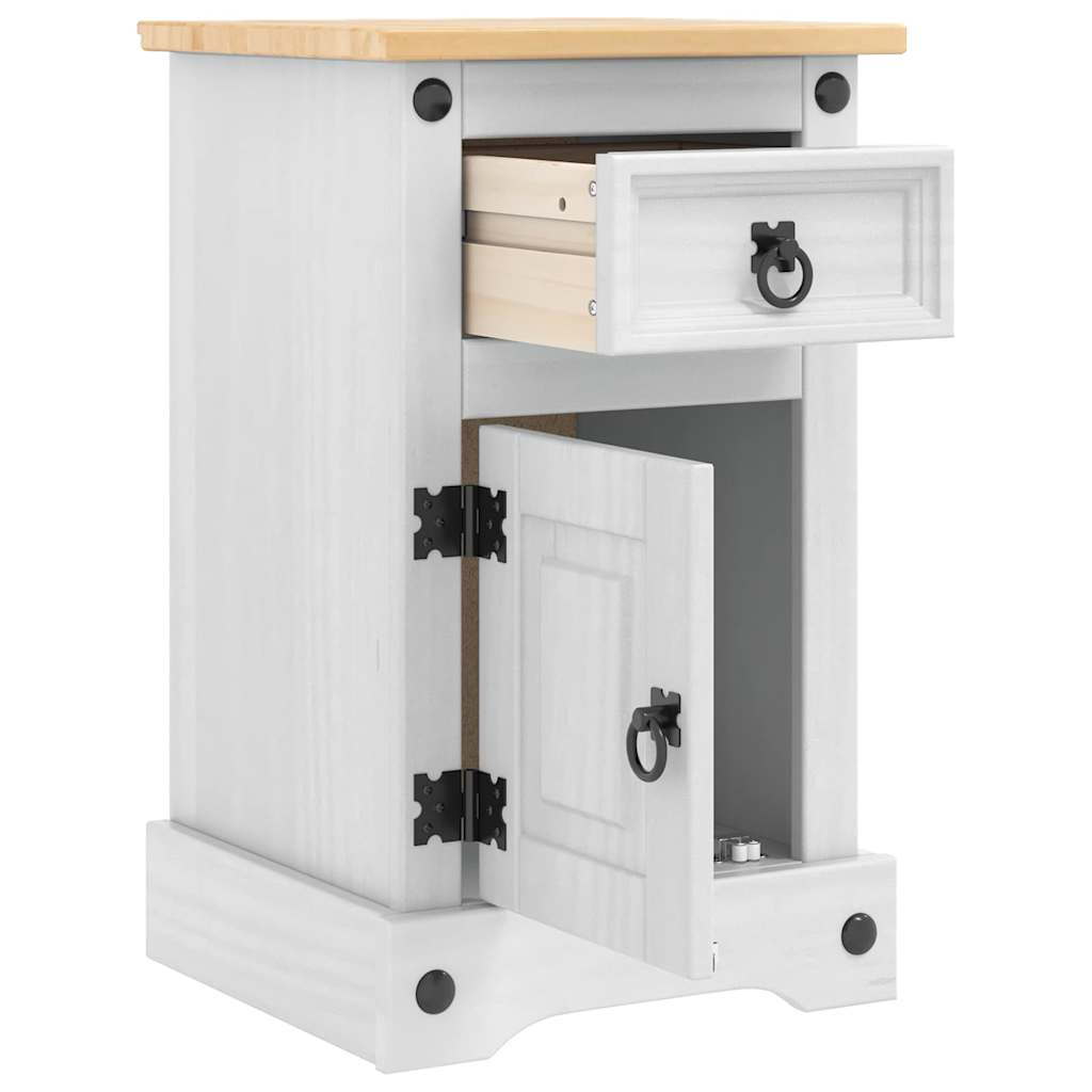 vidaXL Bedside Table Corona White 35 x 32.5 x 58 cm Solid Pine Wood