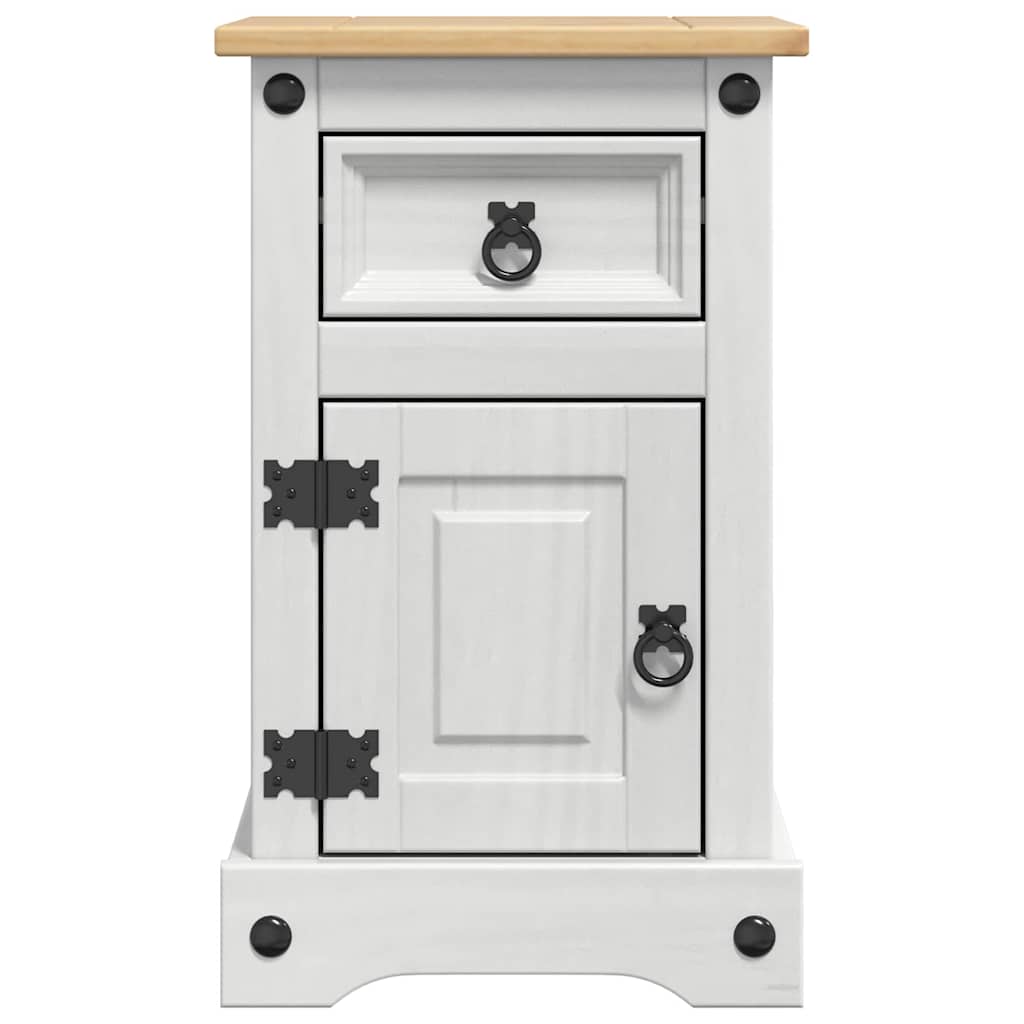 vidaXL Bedside Table Corona White 35 x 32.5 x 58 cm Solid Pine Wood