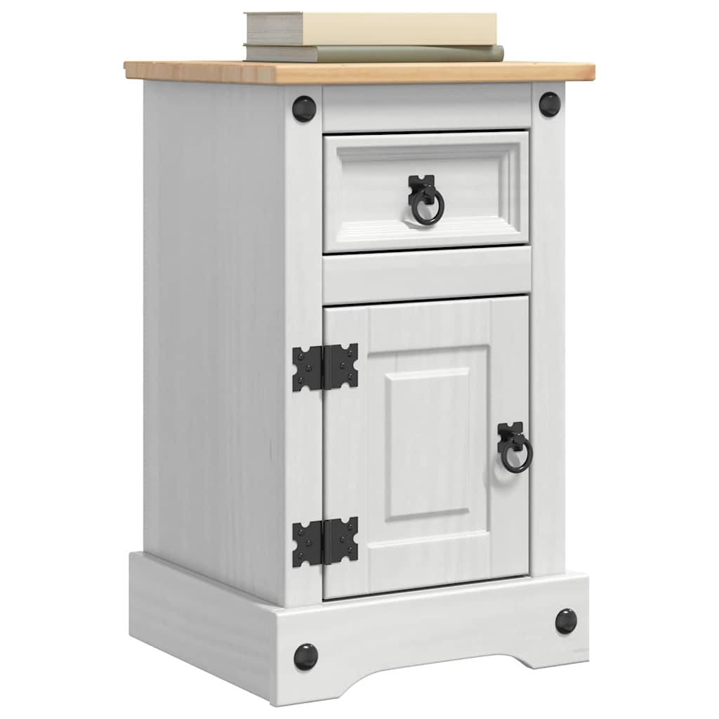 vidaXL Bedside Table Corona White 35 x 32.5 x 58 cm Solid Pine Wood
