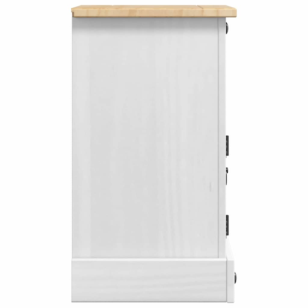 vidaXL Bedside Table Corona White 35 x 32.5 x 58 cm Solid Pine Wood