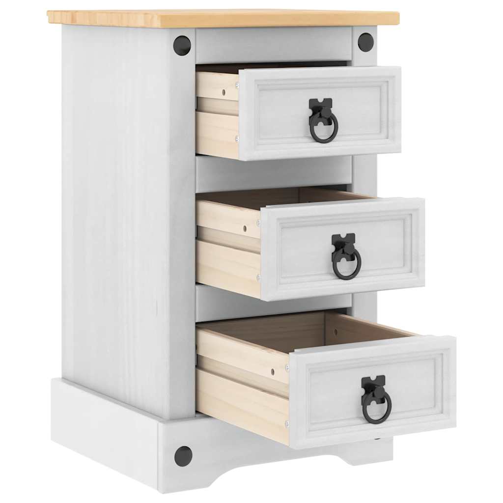 vidaXL Bedside Table Corona White 35 x 32.5 x 58 cm Solid Pine Wood