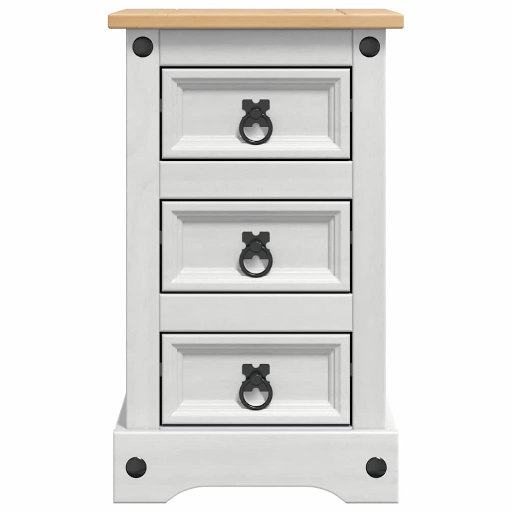 vidaXL Bedside Table Corona White 35 x 32.5 x 58 cm Solid Pine Wood