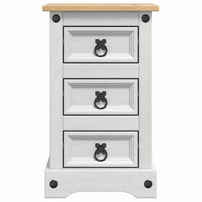 vidaXL Bedside Table Corona White 35 x 32.5 x 58 cm Solid Pine Wood