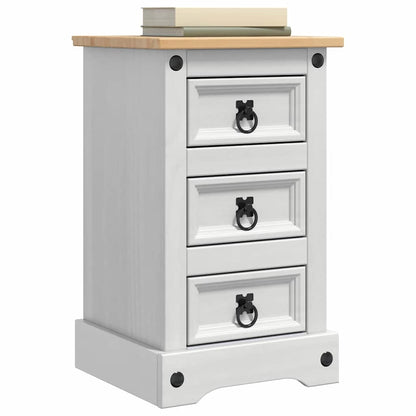 vidaXL Bedside Table Corona White 35 x 32.5 x 58 cm Solid Pine Wood