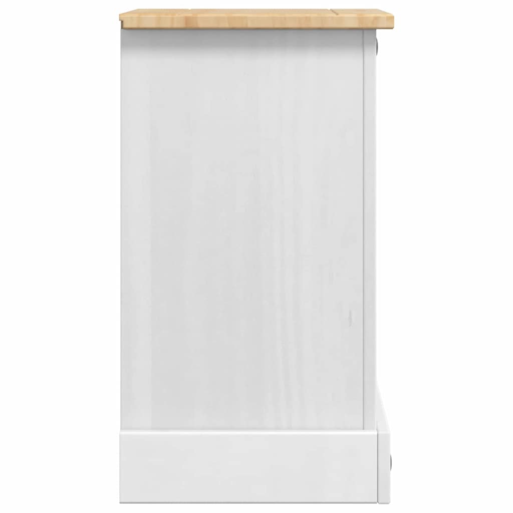 vidaXL Bedside Table Corona White 35 x 32.5 x 58 cm Solid Pine Wood