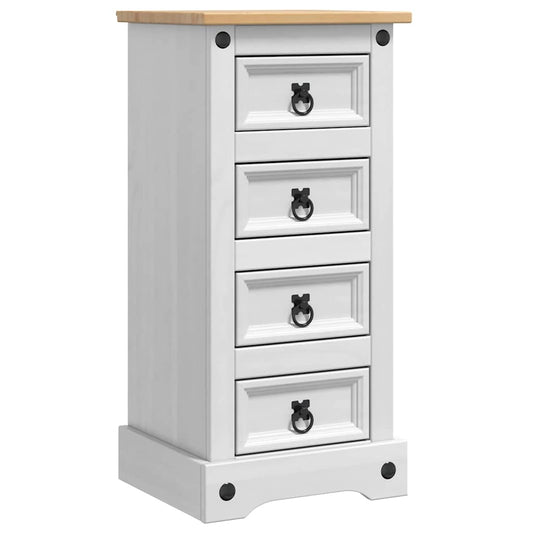 vidaXL Bedside Table Corona White 35 x 32.5 x 74 cm Solid Pine Wood