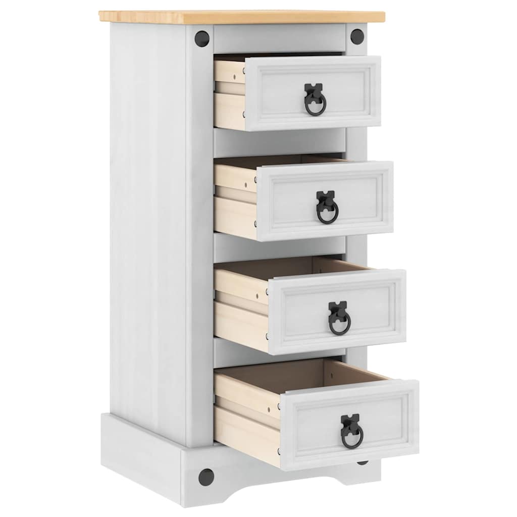 vidaXL Bedside Table Corona White 35 x 32.5 x 74 cm Solid Pine Wood
