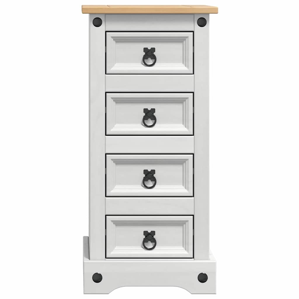 vidaXL Bedside Table Corona White 35 x 32.5 x 74 cm Solid Pine Wood