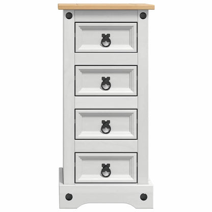 vidaXL Bedside Table Corona White 35 x 32.5 x 74 cm Solid Pine Wood