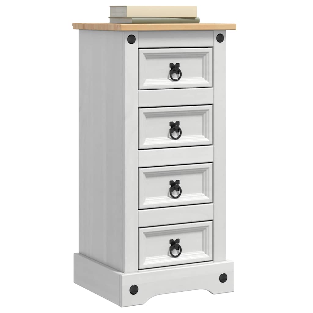 vidaXL Bedside Table Corona White 35 x 32.5 x 74 cm Solid Pine Wood