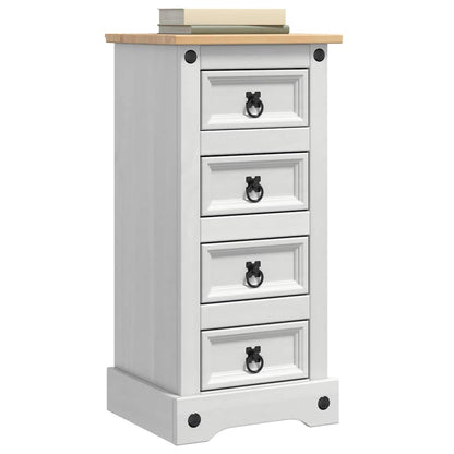 vidaXL Bedside Table Corona White 35 x 32.5 x 74 cm Solid Pine Wood