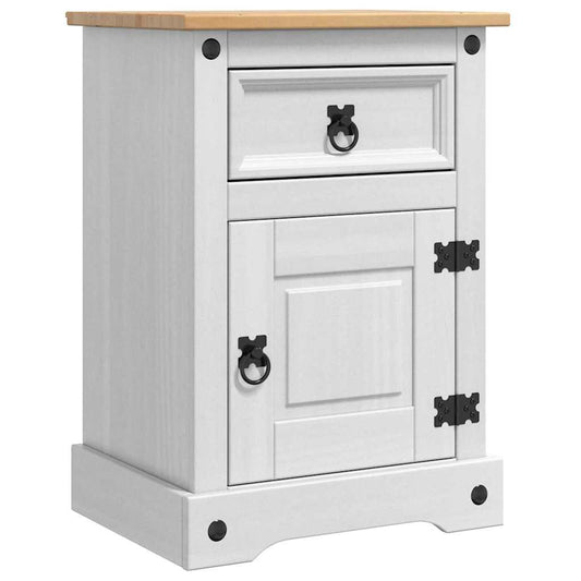 vidaXL Bedside Table Corona White 45 x 35 x 64 cm Solid Pine Wood