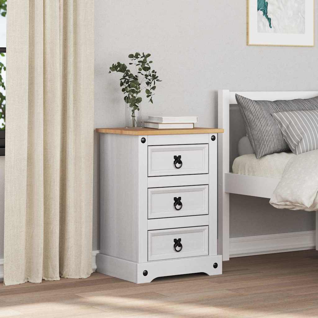 vidaXL Bedside Table Corona White 45 x 35 x 64 cm Solid Pine Wood
