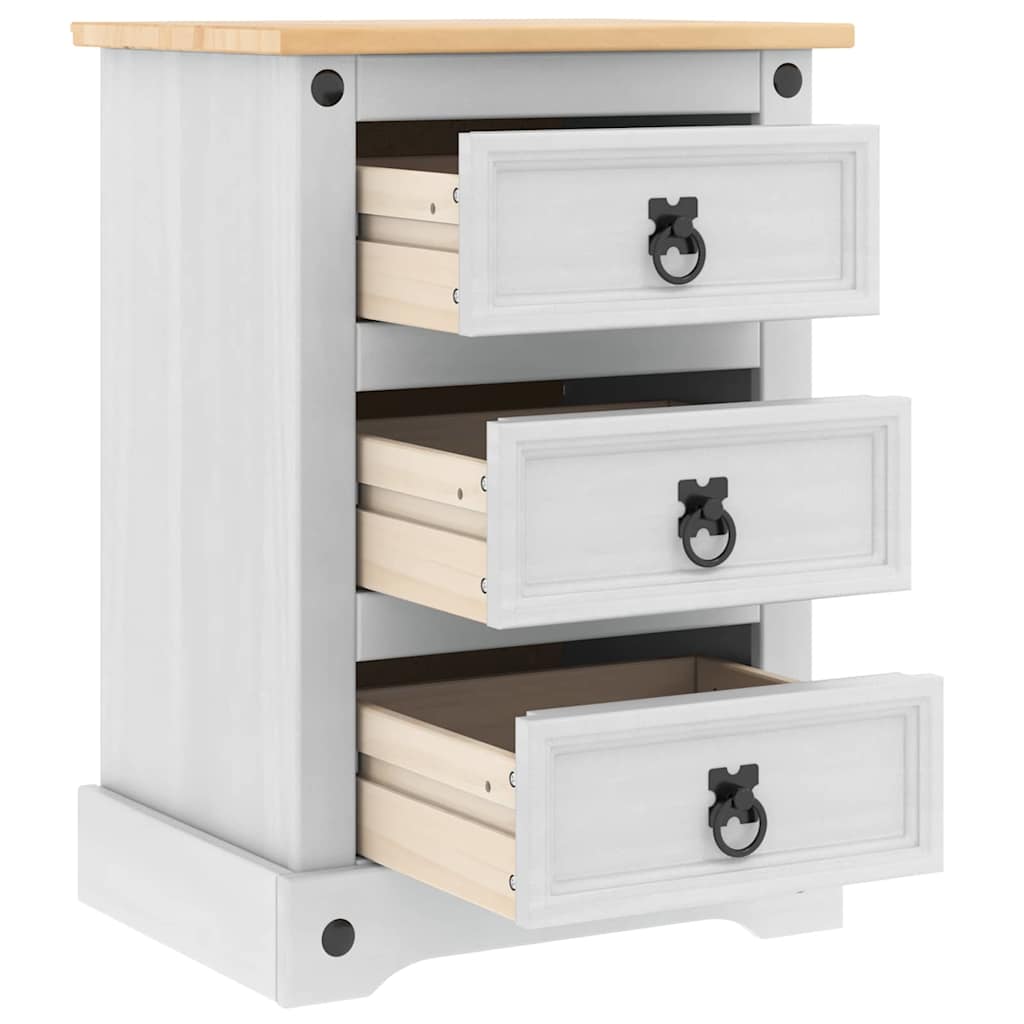 vidaXL Bedside Table Corona White 45 x 35 x 64 cm Solid Pine Wood